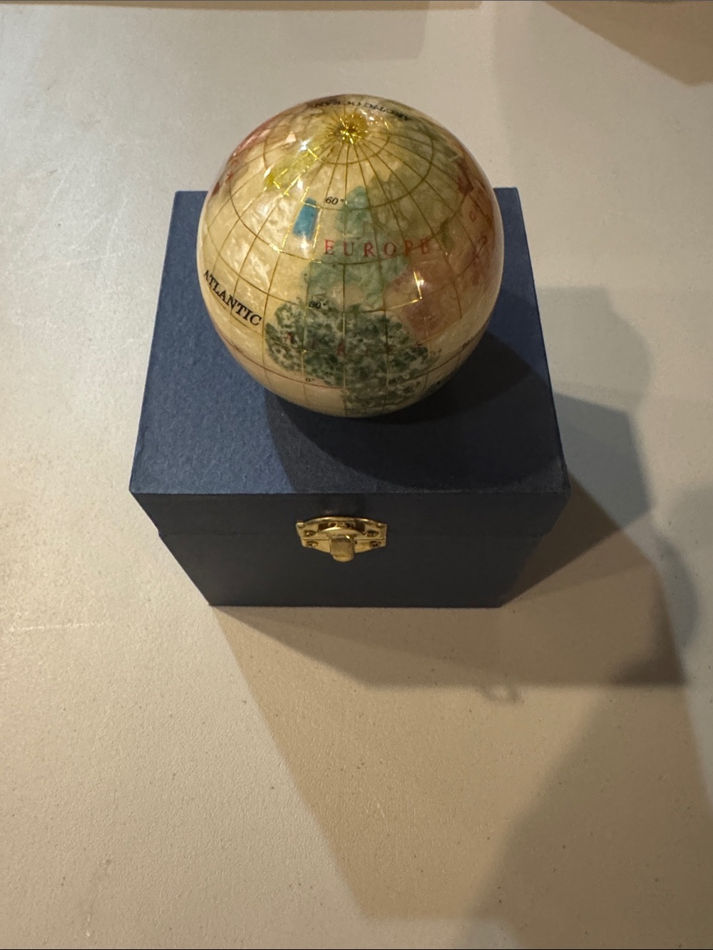 Mother of Pearl Globe Paperweight Desk Decor